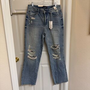 Emma Judy Blue 90s Straight High Waist Rigid Front Stretch Back Jeans Sz 11/30